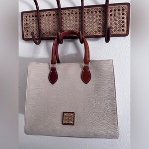 Dooney & Bourke Janine Satchel Cream and Brown Women's Pebbled Leather Tote Bag
